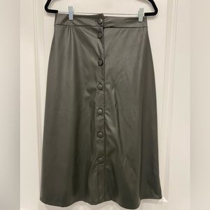 ASOS GREEN PLEATHER MIDI SKIRT